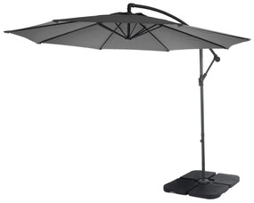 Slnečník Acerra Ø 3m polyester/oceľ - sivá so stojanom