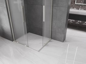 Mexen Velar L Duo, sprchový kút s posuvnými dverami 90 x 80 cm, 8mm sklo námraza, brúsená oceľ, 871-090-080-02-33-97