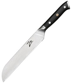 Alpha-Royal Japanese Series, 8" nôž na chlieb, 18° zúbkovaný okraj, damašková oceľ