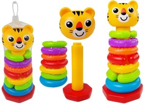 LEAN TOYS Detská Pyramídka s Farebnými krúžkami tiger