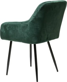 Tmavozelené jedálenské kreslo MARLEN VELVET s čiernymi nohami