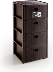 STEFANPLAST Plastový úložný regál Elegance, 4 zásuvky, hnedý