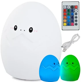 Silikónová LED detská nočná lampička EGG 12,5 cm biela