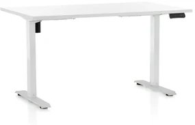 Výškovo nastaviteľný stôl OfficeTech B, 140 x 80 cm, biela podnož, biela