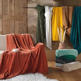 Pléd z mikroflanelu v tehlovej farbe 180x220 cm Arya – douceur d'intérieur