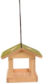 Závesné kŕmidlo pre vtáky Elisa, 19,5x24x24 cm, drevo, hnedá/zelená