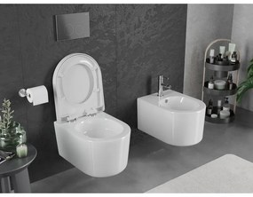 Mexen Sofia, závesná WC misa 490x360x355 mm, Rimless Tornádo + WC sedadlo z duroplastu, biela lesklá, 30540200T