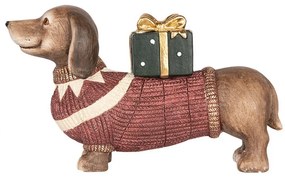 Vianočná dekorácia jazvečík vo svetríku as darčekom - 47*14*28 cm