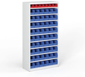 Regál s plastovými boxmi BASIC so zadnou stenou - 1800 x 400 x 920 mm, 54x B, 8x A