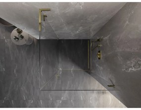 Mexen Lunar-B L výklopný sprchový kút pravý 70 x 70 cm, číre sklo, zlatá lesklá, 832L-070-070-50-00-P