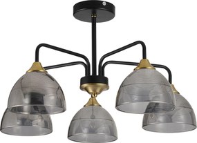 Toolight Toolight, závesné svietidlo 5xE27, G085-5C, čierna-šedé sklo, OSW-09702