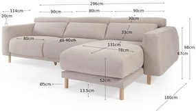 Béžová rohová pohovka (pravý roh) Singa - Kave Home