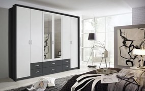 Šatníková skriňa Gamma, tmavo šedá/biela