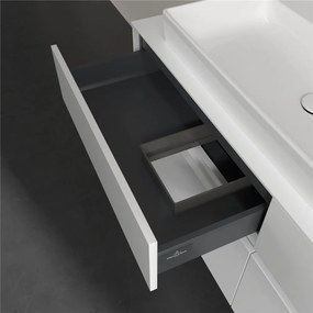 VILLEROY &amp; BOCH Collaro závesná skrinka pod umývadlo na dosku (umývadlo vľavo), 4 zásuvky, 1400 x 500 x 548 mm, Glossy White, C08900DH