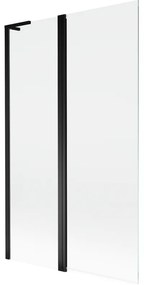 Mexen Mist L, 2-krídlová vaňová zástena 110 x 150 cm, číre sklo, čierny profil, 8A9L-110-011-70-00