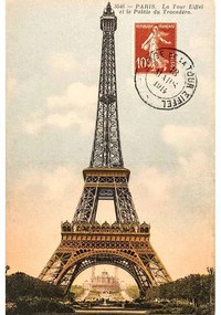 Ceduľa Paríž známka, eiffelova veža - Paris
