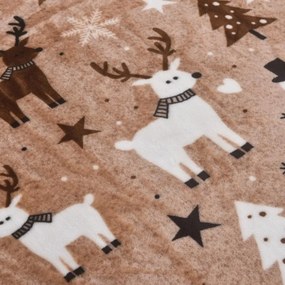 Mikroplyšové obliečky vianočné Rozprávka hnedá 200x140cm+90x70cm