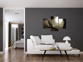 Obraz - Nočná sova, zlatá (90x60 cm)