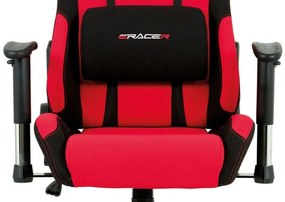 Herná stolička v športovom dizajne v červenej látke s čiernymi detailami
