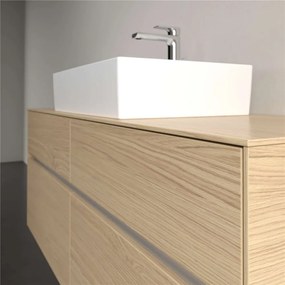 VILLEROY &amp; BOCH Collaro závesná skrinka pod umývadlo na dosku (umývadlo v strede), 4 zásuvky, s LED osvetlením, 1400 x 500 x 548 mm, Nordic Oak, C131B0VJ