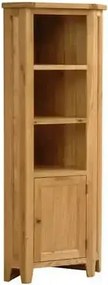 Rohová knižnica s dvierkami a poličkami, 73x45x185 cm
