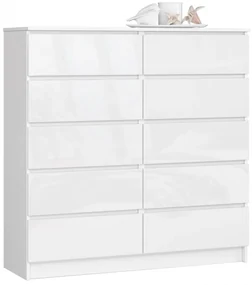 Komoda K120 10SZ CLP biela, lesk