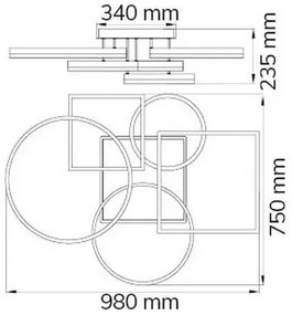 Wofi 11981 - LED Stmievateľný prisadený luster VAASA LED/80W/230V