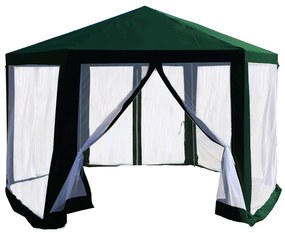 Stanový altánok do záhrady, 3,9x2,5x3,9m, zelená/biela, RINGE TYP 1+6 bočných strán