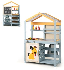 2-IN-1 bahenná kuchynka detská vonkajšia detská kuchynka drevená s taškou a košíkmi 75 x 34 x 111 cm Viacfarebná