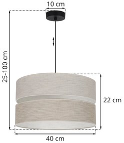 Závesné svietidlo Len, 1x béžové/svetlobéžové textilné tienidlo, (fi 40 cm), b