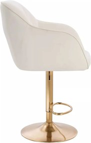 LuxuryForm DESIGN Barová stolička AVOLA VELUR na zlatom tanieri - biela