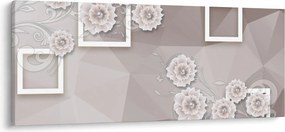 Obraz s béžovými kvetmi (120x50 cm)