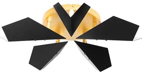 Dizajnové stropné svietidlo čierne so zlatom 5-žiarovkové - Sinem