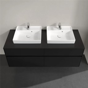 VILLEROY &amp; BOCH Collaro závesná skrinka pod dve umývadlá na dosku, 4 zásuvky, 1400 x 500 x 548 mm, Black Matt Lacquer, C07600PD