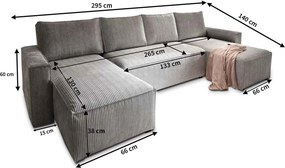 AKCE Tmavosivá sedacia súprava do U SMART COSARO 295x140 cm II. akosť