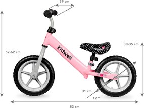 Balančný bicykel Kidwell REBEL Ružový pre dievčatá 3–4 roky, 12" EVA kolesá