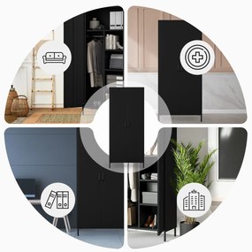 Čierna šatníková skriňa FLAVIO Modern 800 x 1850 x 450 mm