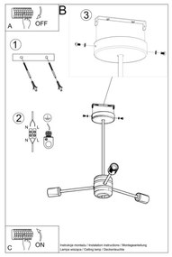 Sollux SL.1021 - Luster na tyči LANGO 3xE27/60W/230V čierna