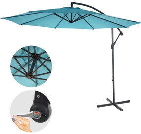 Slnečník Acerra Ø 3m polyester/oceľ - tyrkysovo-modrá bez stojanu