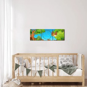 Obraz - Veselé sovičky (s hodinami) (90x30 cm)