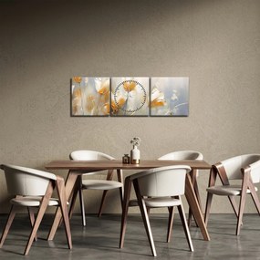 Obraz - Maľba tulipánov (s hodinami) (90x30 cm)