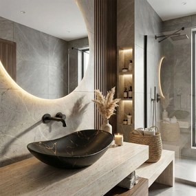 REA Royal Marble 60 umývadlo na dosku, 61 x 36 cm, čierna, REA-U7478