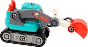 LEAN Toys Pásové rýpadlo na skrutkovanie DIY, kreslené, tyrkysové