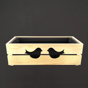 AMADEA Drevený obal s hrantíkom s vtáčikmi, 52x21,5x17cm, český výrobok