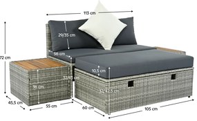Záhradný ratanový set DEBRA, sivá/prírodná/krémová