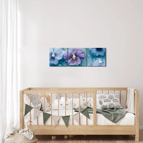 Obraz - Fialky vo vode (s hodinami) (90x30 cm)