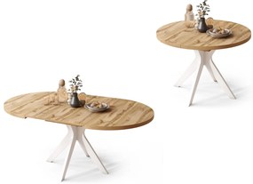 RENZO Dub Wotan/biela noha - OKRÚHLY STÔL Ø110 ROZKLADACÍ DO 180 cm | DO KUCHYNE JEDÁLNE OBÝVAČKY RETRO