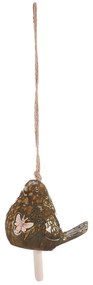 Keramický závesný zvonček Vtáčik, zelená, 13 x 45 x 9 cm