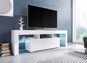 Televízny stolík Cama TORO 138 biely mat/biely vysoký lesk/biely vysoký lesk