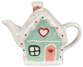 Zelená keramická kanvička chalúpka Gingerbread - 21 * 10 * 15 cm / 600 ml